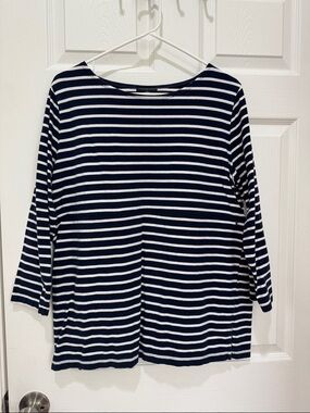 Striped Navy & White Boatneck Top